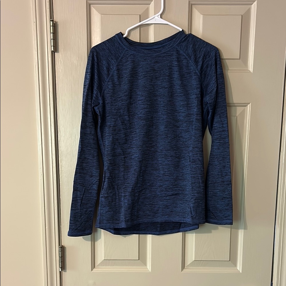 Blue Long Sleeve Thermal Athletic Top